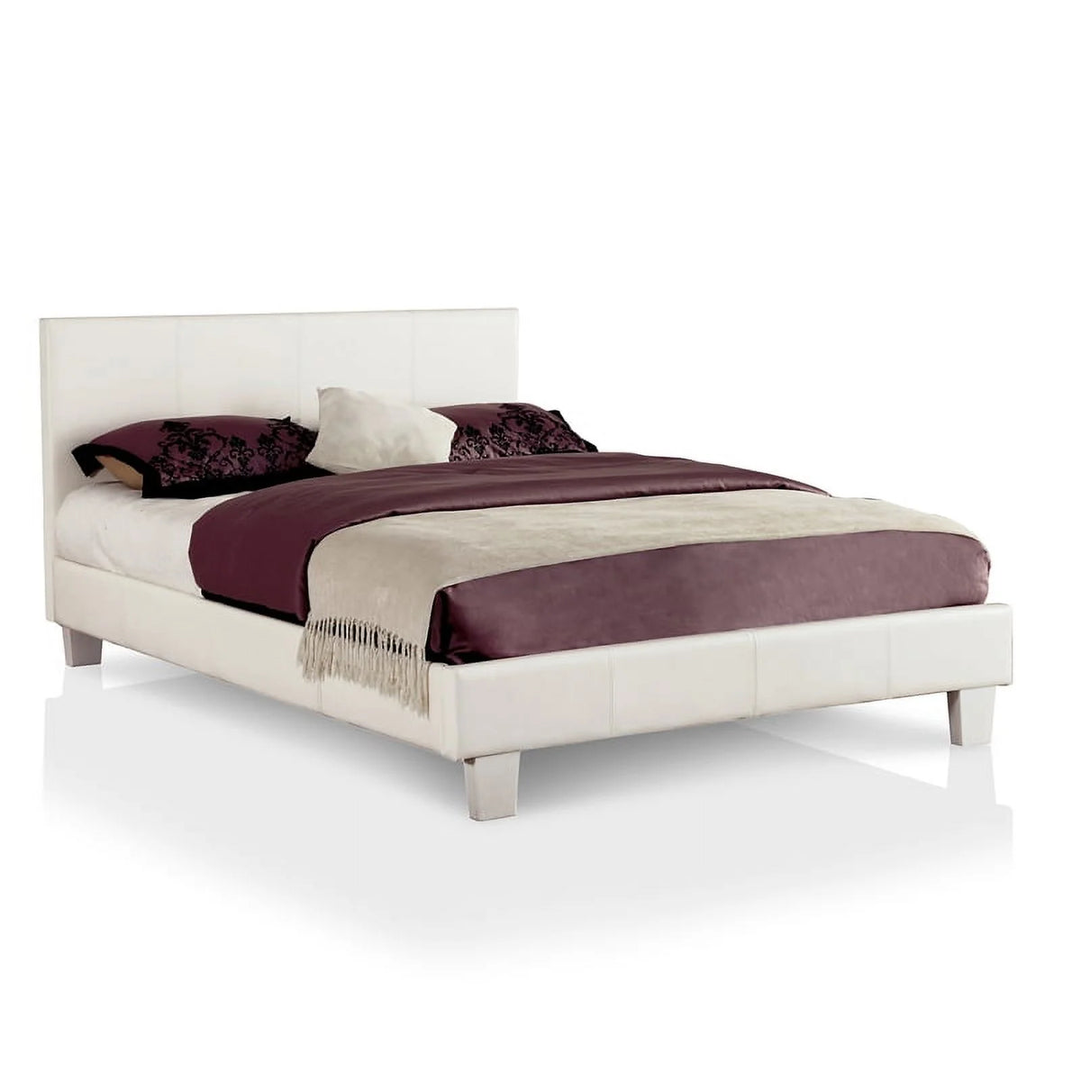 White Faux Leather Queen Platform Bed C43435