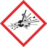 Exploding Bomb Sign, 2 in x 2 in, Self-Adhesive Coated Paper, Black White Red, Pack of 500 S5248