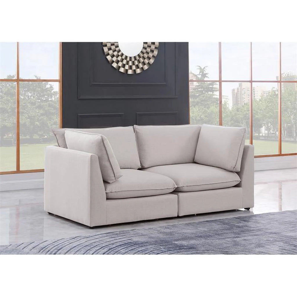 Beige Linen Textured Modular Sofa F955