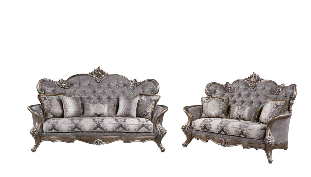 Gray Fabric Sofa and Loveseat F5033