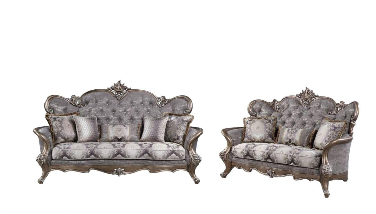 Gray Fabric Sofa and Loveseat F5033