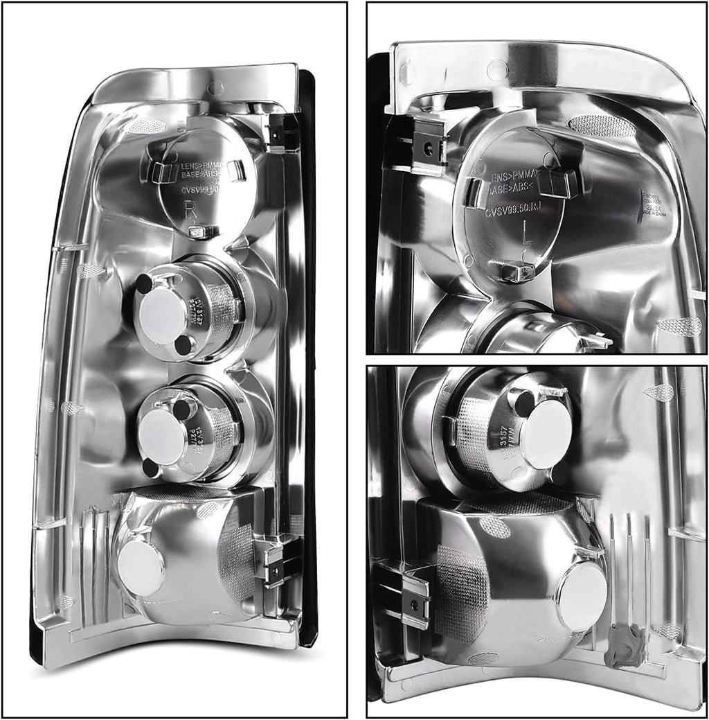Black Housing Replacement Headlights + Red Lens Taillights Combo V591692