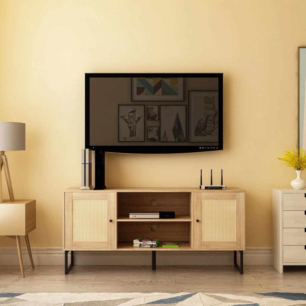 Rattan TV Stand with Storage and Rattan Door B2036