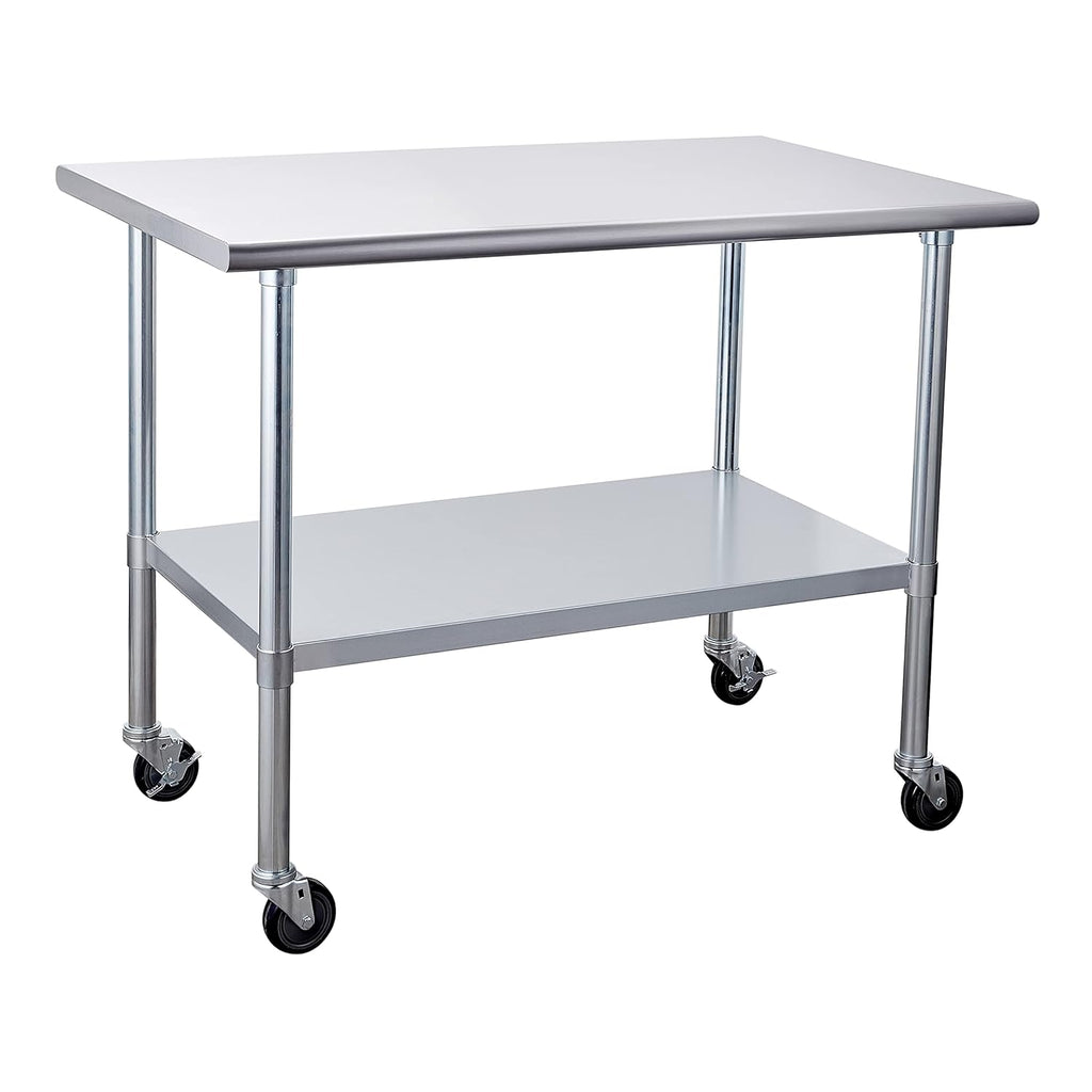 Stainless Steel Table 24 x 48 Inches with Caster Wheels and Undershelf Q616