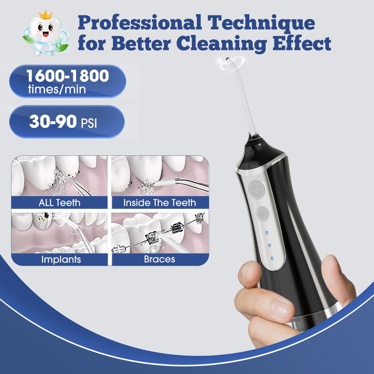 Cordless Water Flosser 3 Modes 5 Tips IPX6 Waterproof N681424