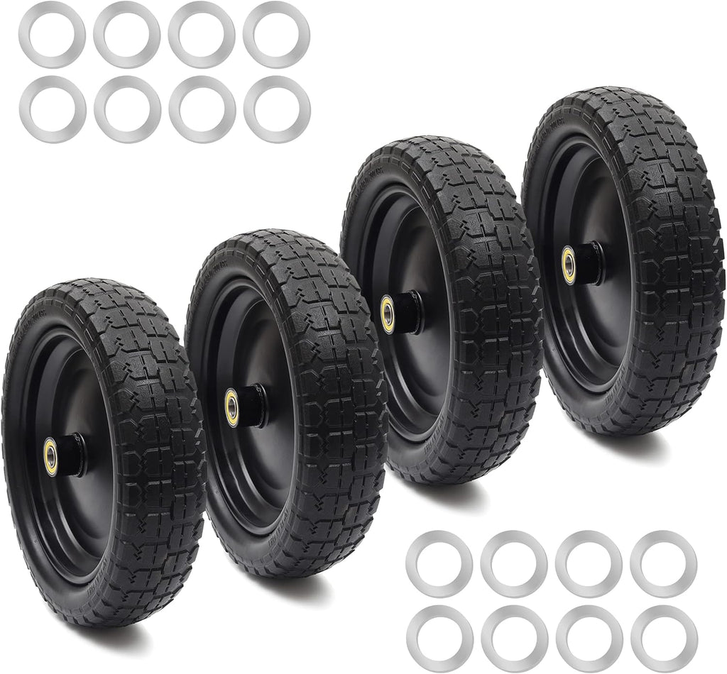 13" Solid Polyurethane Flat-Free Tire and Wheel Assemblies (4-Pack) G624549