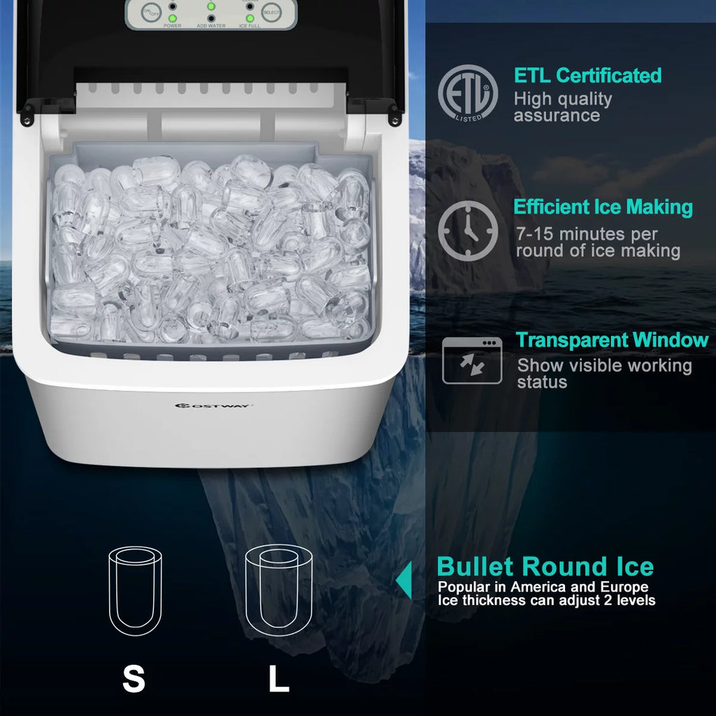 Stainless Steel Countertop Ice Maker with Scoop R2730