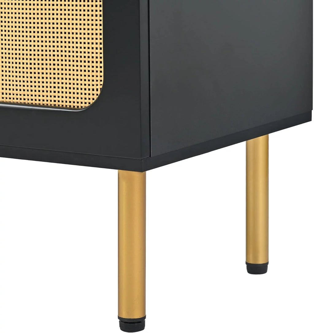 Black Boho Rattan TV Stand M257