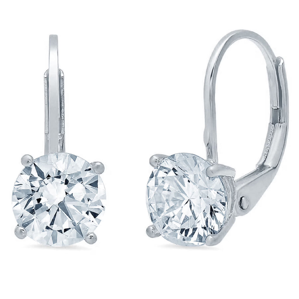 14k White Gold Simulated Diamond Drop Earrings C7883