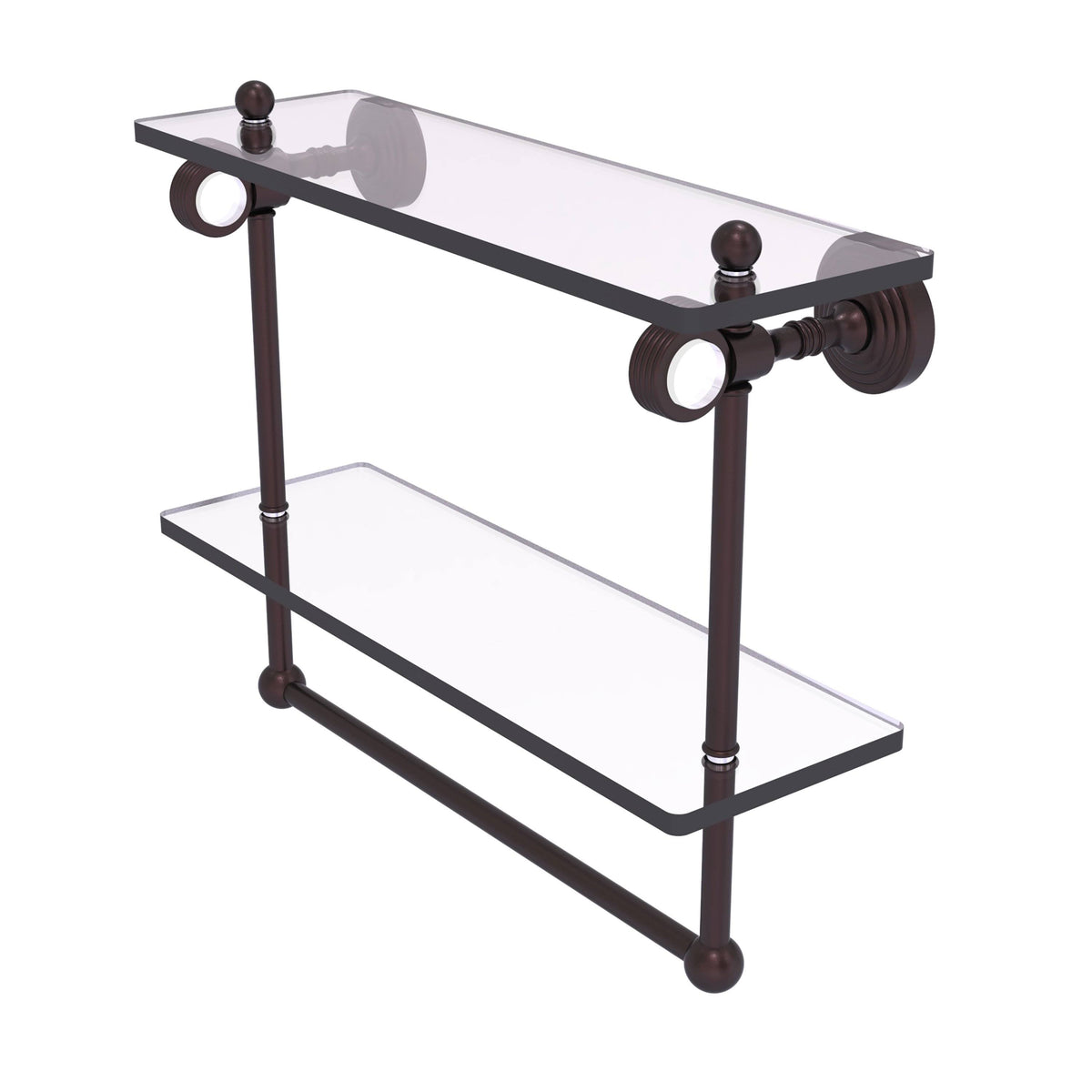 Double Glass Shelf with Towel Bar - Antique Bronze / 16 inch Z35451