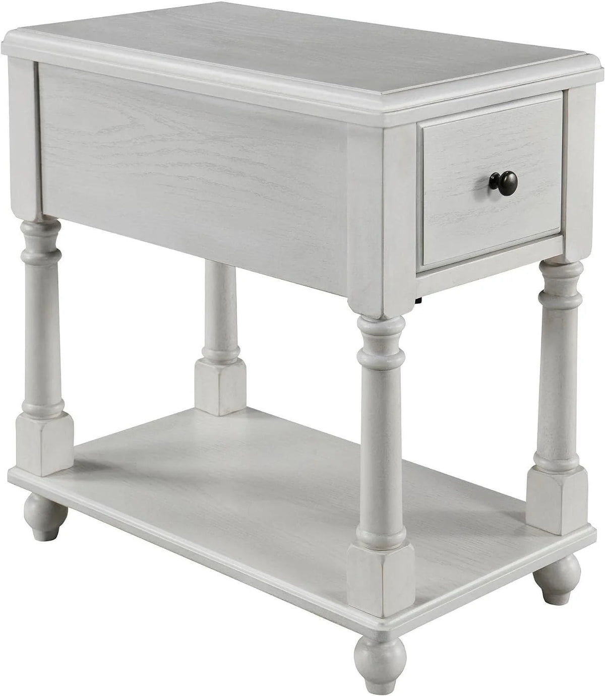 Narrow 2 Tier Solid Wood End Table with Drawer F470185