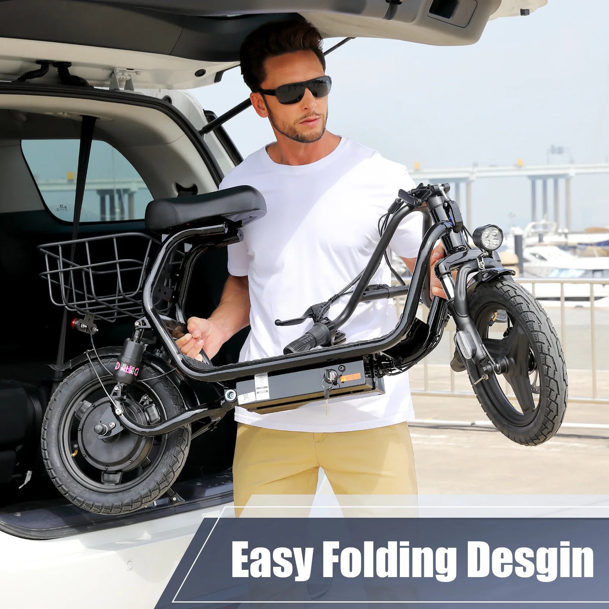 48V 500W Adults Electric Scooter with Removable Seat, 14" Off-road Pneumatic Tires, 20 MPH Max, 30 Miles Range, 350lbs Weight Limit, Black L103