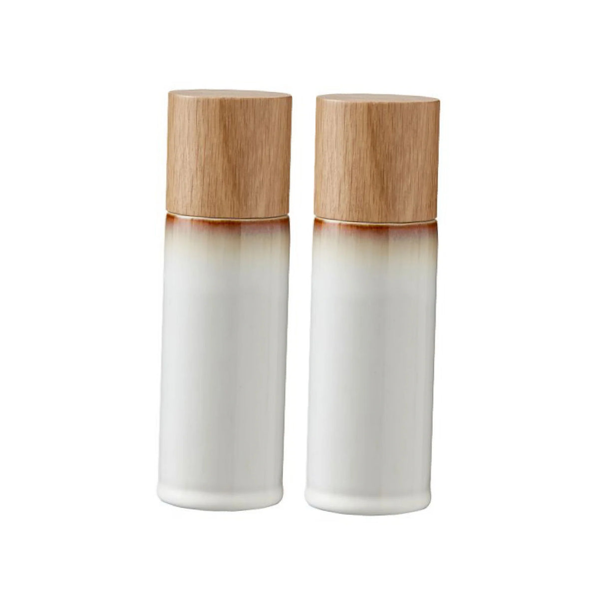 Wood Stoneware Salt & Pepper Mill 2Pcs Cream X398
