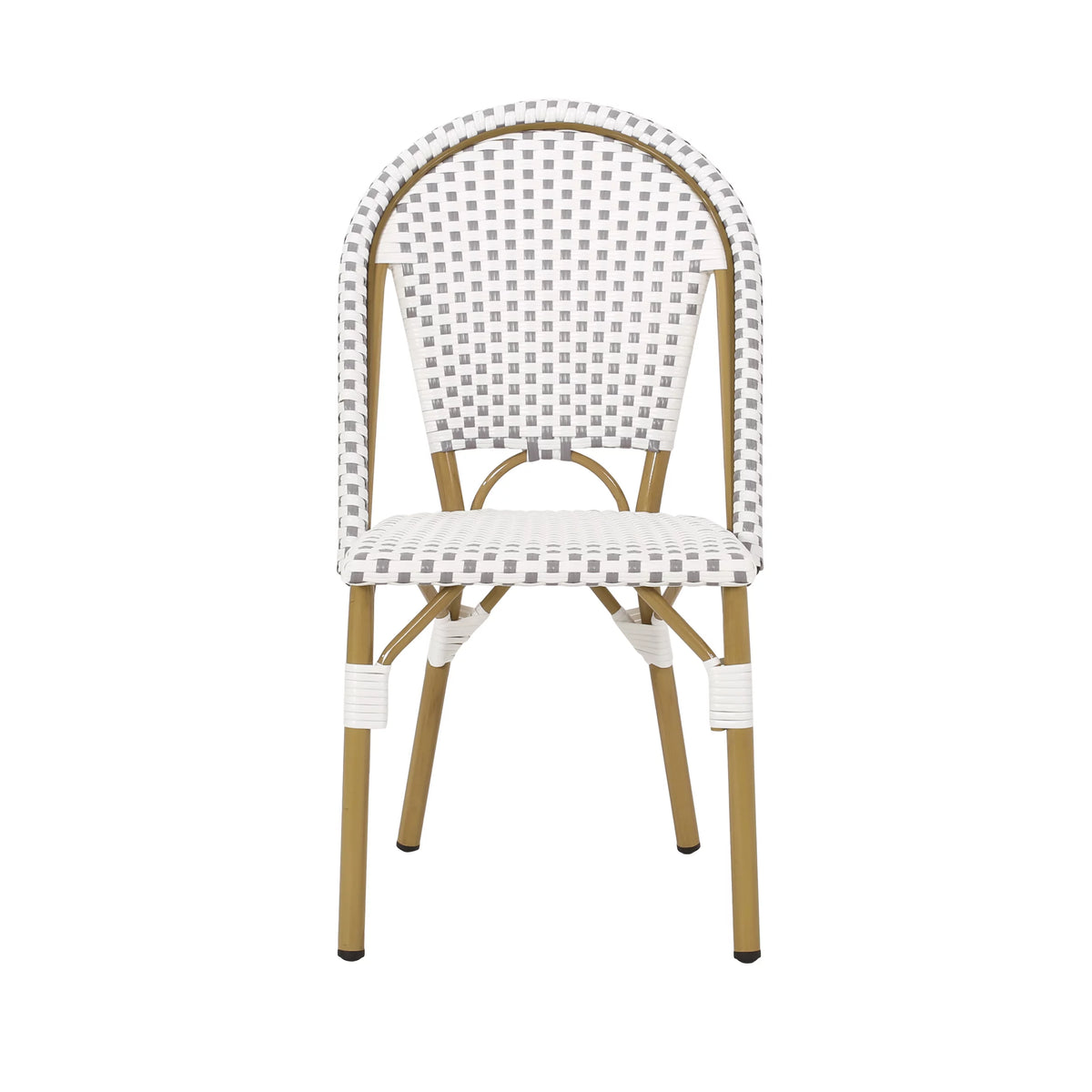 Outdoor Bistro Chair Set of 4 Gray White Bamboo Finish P502