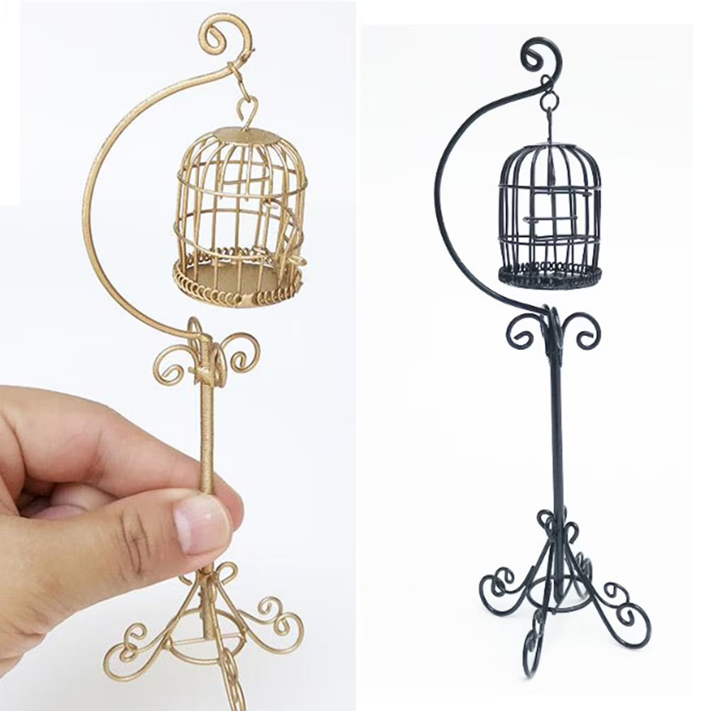 Miniature Metal Bird Cage Dollhouse Decoration G5992
