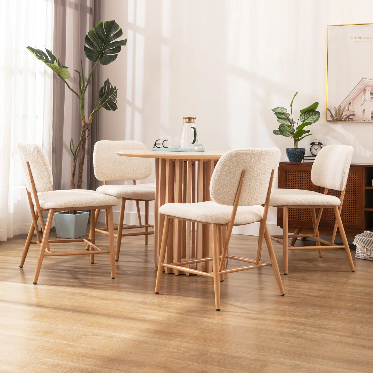 Teddy Upholstered Dining Chairs Set of 2 with Metal Legs C296