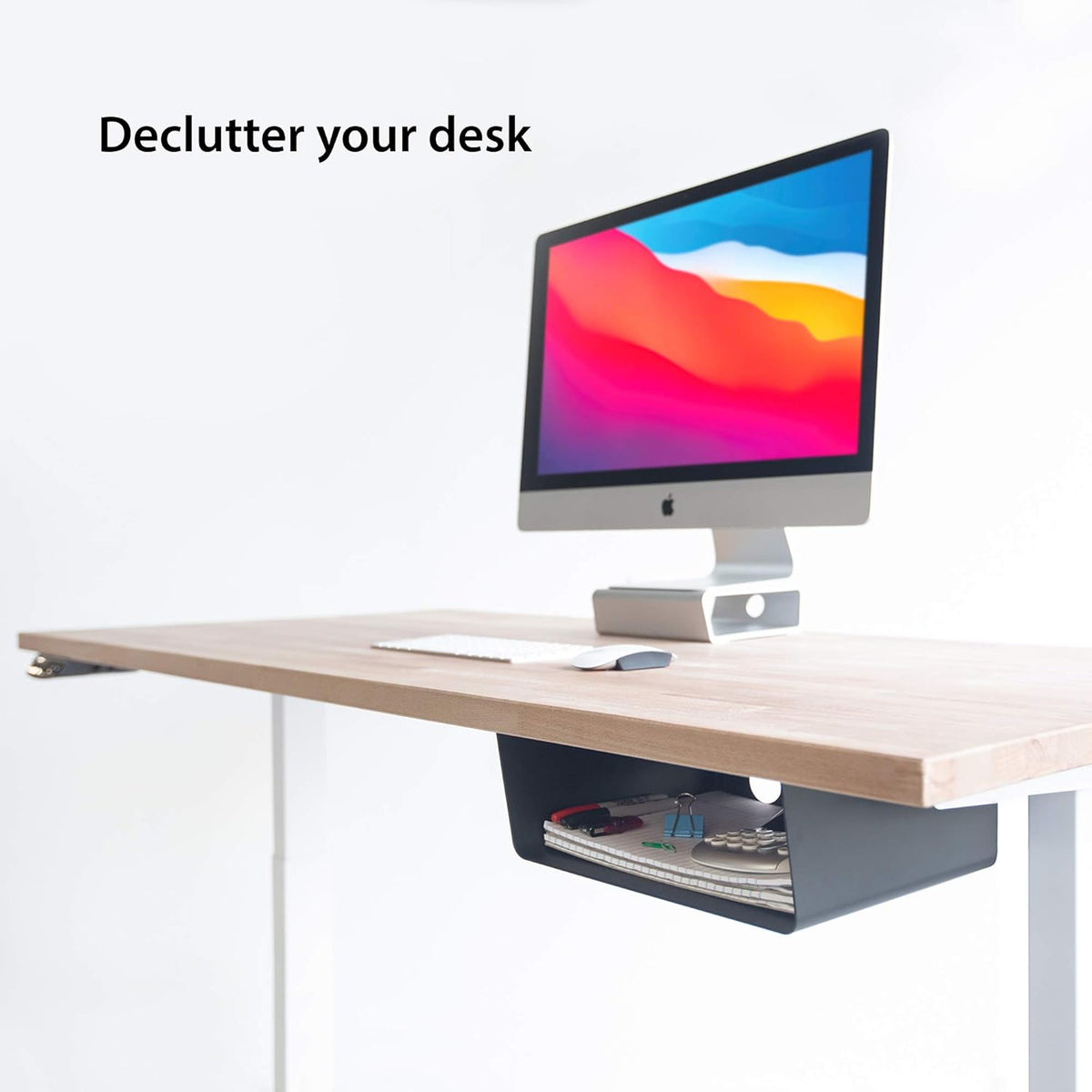 Welded Steel Matte Black Under Desk Storage Shelf Pack of 2 B1798