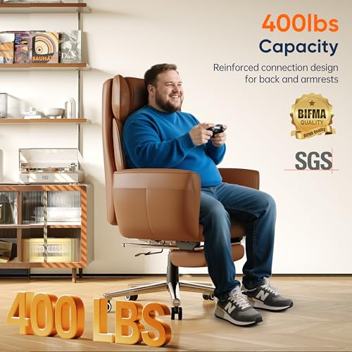 Ergonomic Chair with Footrest, Reversible Armrests, Brown U261
