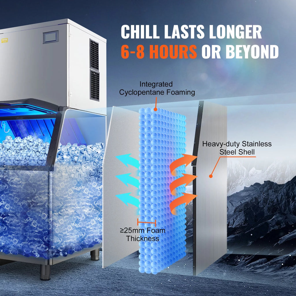 Commercial Ice Maker with 400LBS/24H and Storage Bin V7142
