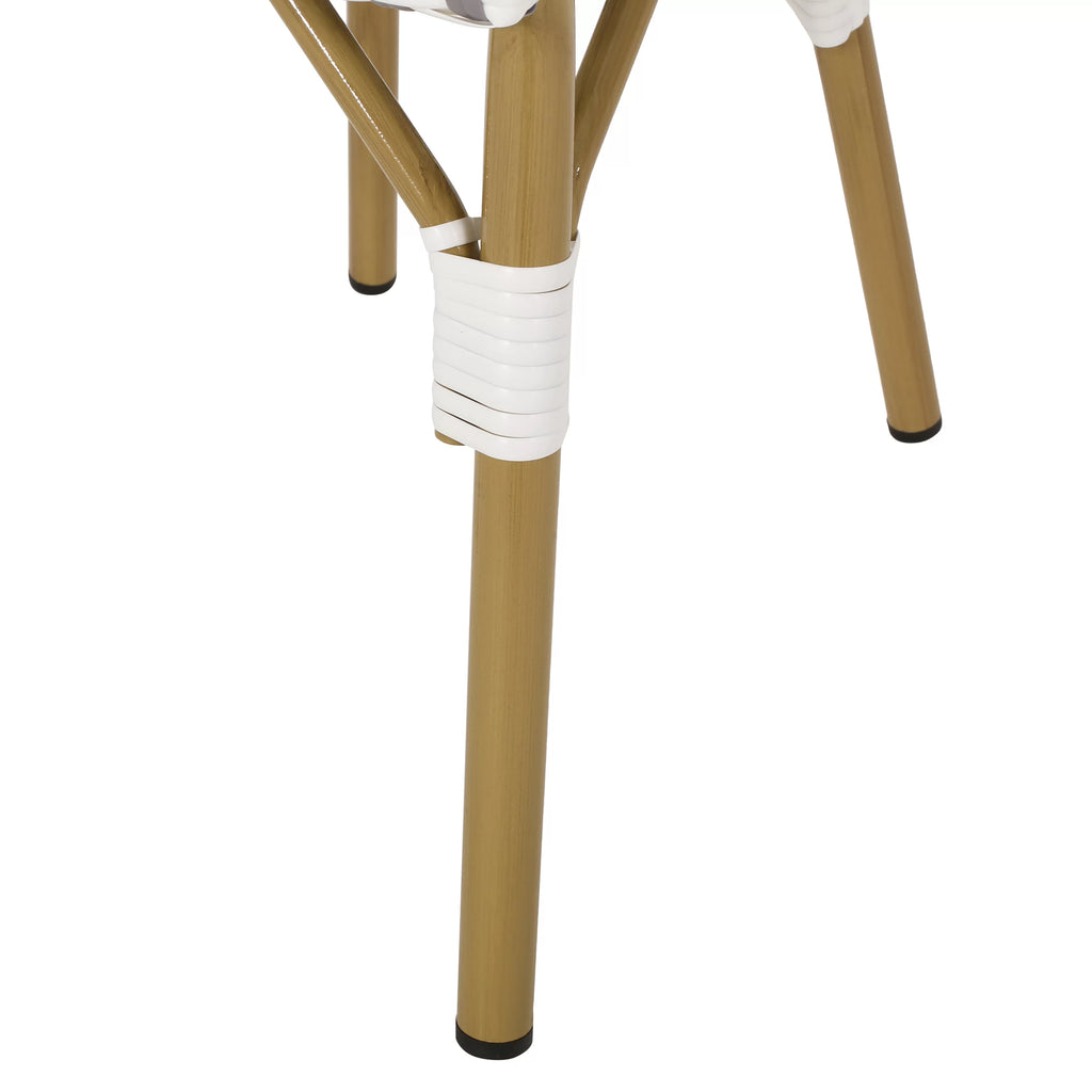 Outdoor Bistro Chair Set of 4 Gray White Bamboo Finish P502