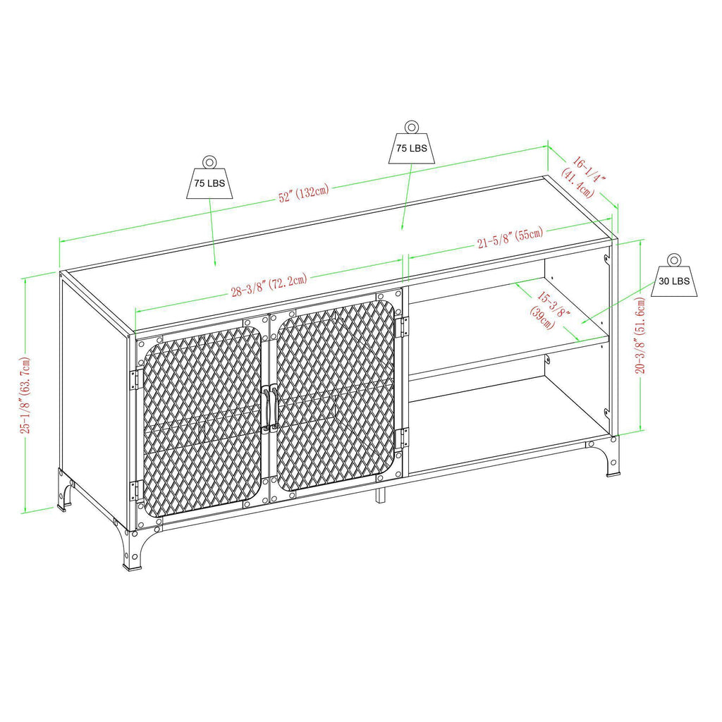 Gray Wash Metal Mesh TV Stand L802