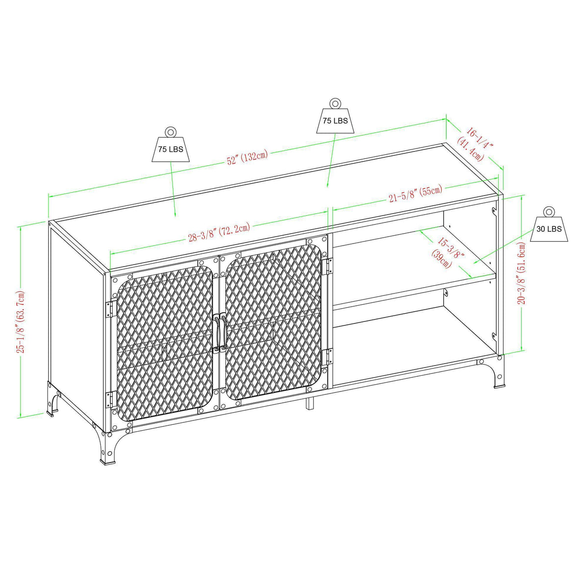 Gray Wash Metal Mesh TV Stand L802