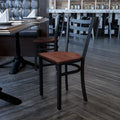 Black Ladder Back Metal Restaurant Chair with Cherry Wood Seat E18730