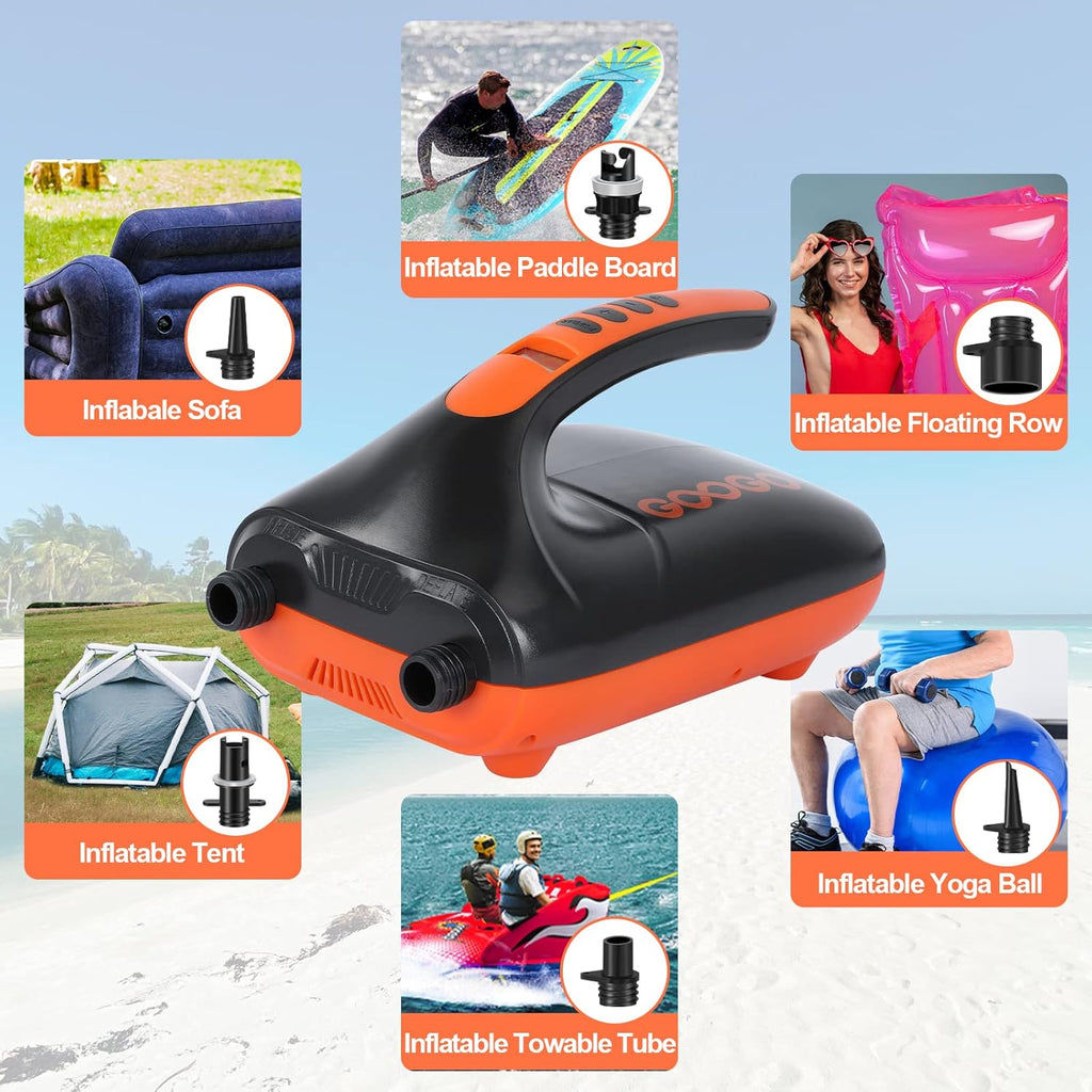 20PSI Portable Electric Paddle Board Pump with LCD Auto-Off, 6 Nozzles U25740