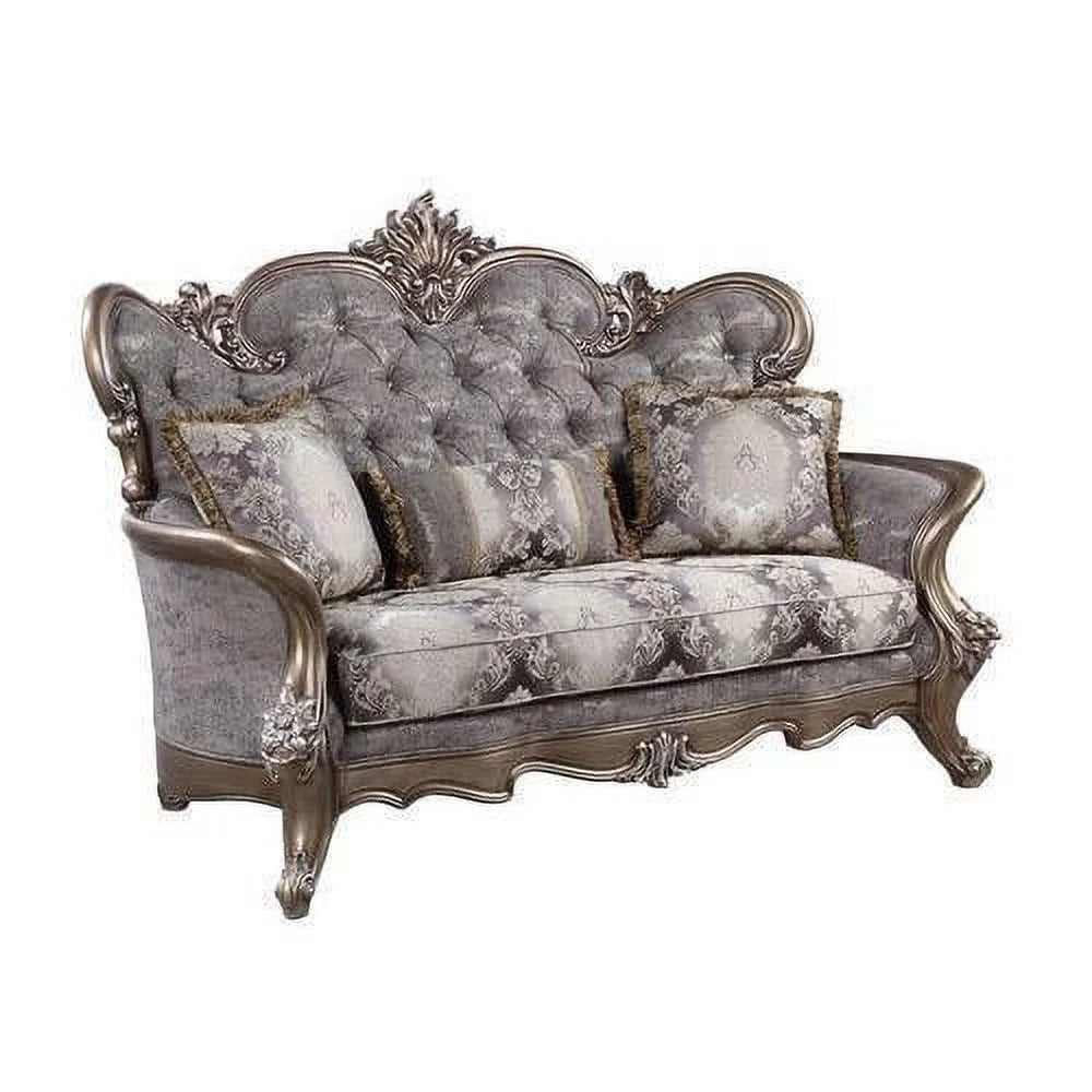 Gray Fabric Sofa and Loveseat F5033