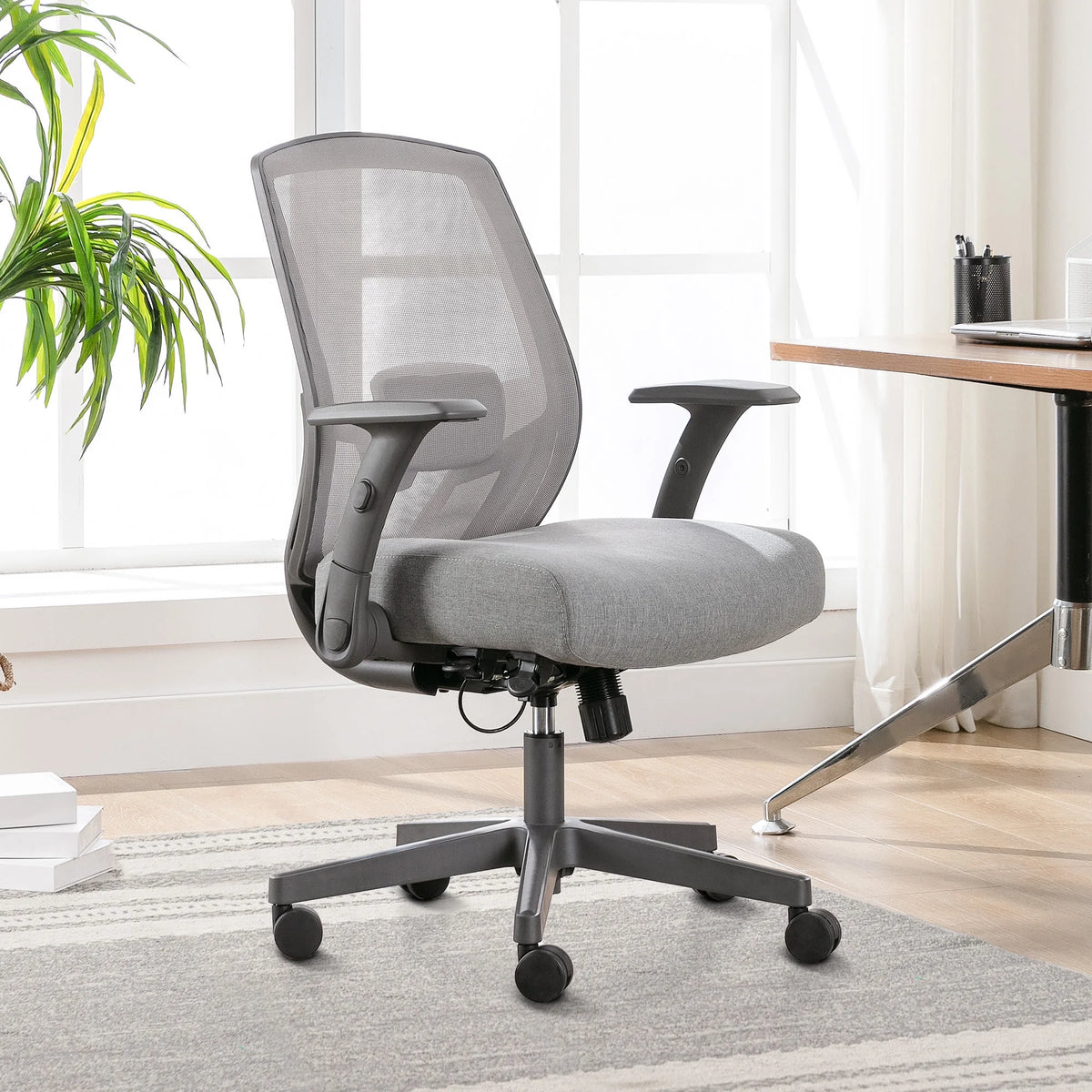 Ergonomic Mesh/Fabric Mid-Back Task Chair, Gray Z201837