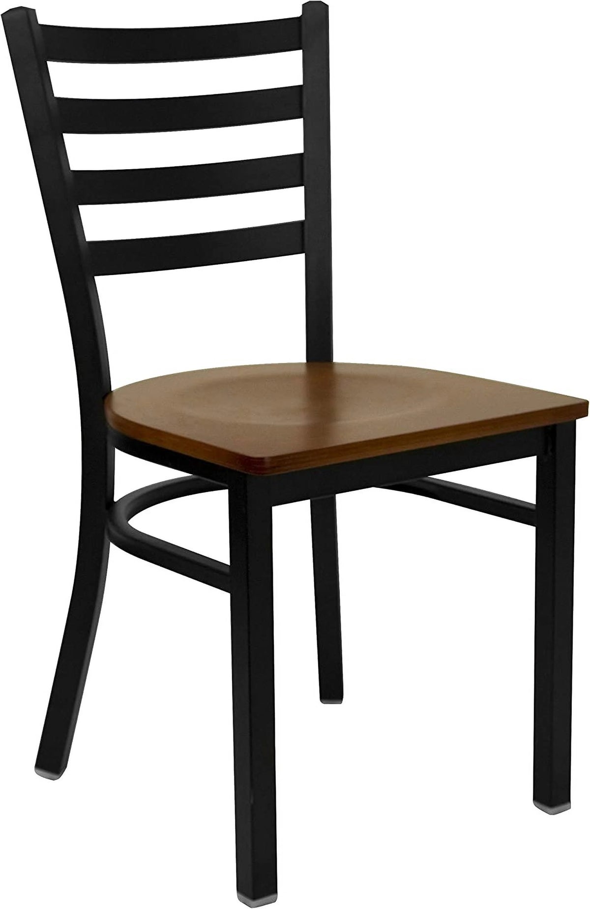 Black Ladder Back Metal Restaurant Chair with Cherry Wood Seat E18730