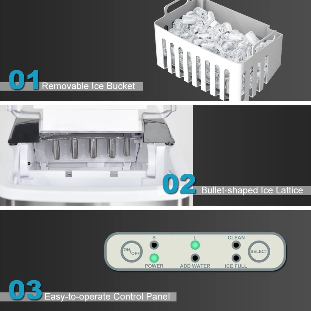 Stainless Steel Countertop Ice Maker with Scoop R2730