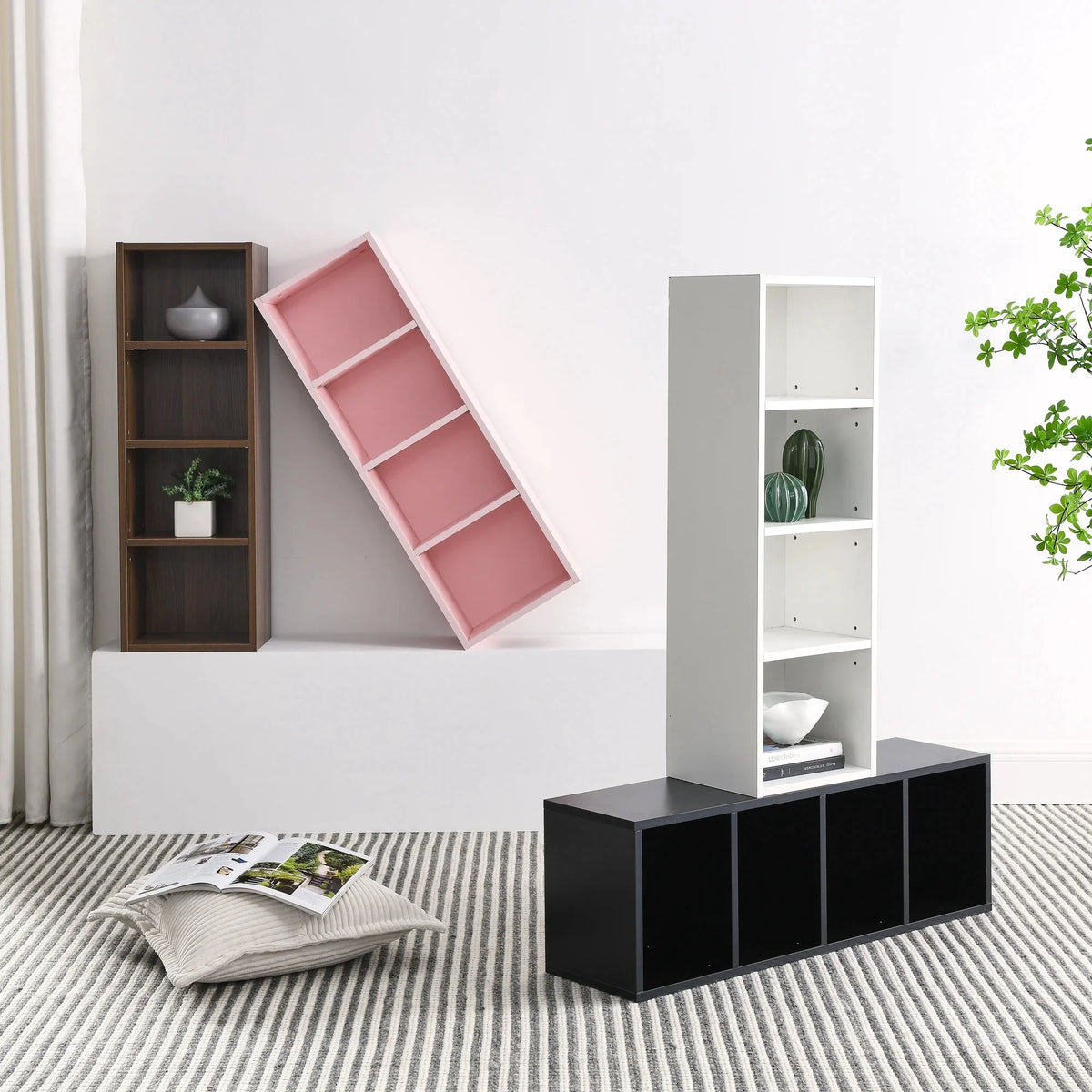 8-Tier Media Tower Rack Storage Cabinet with Adjustable Shelves I6342