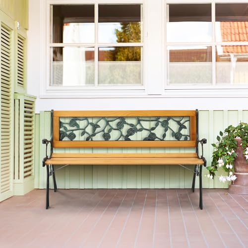 Metal Wood Garden Bench Y16951