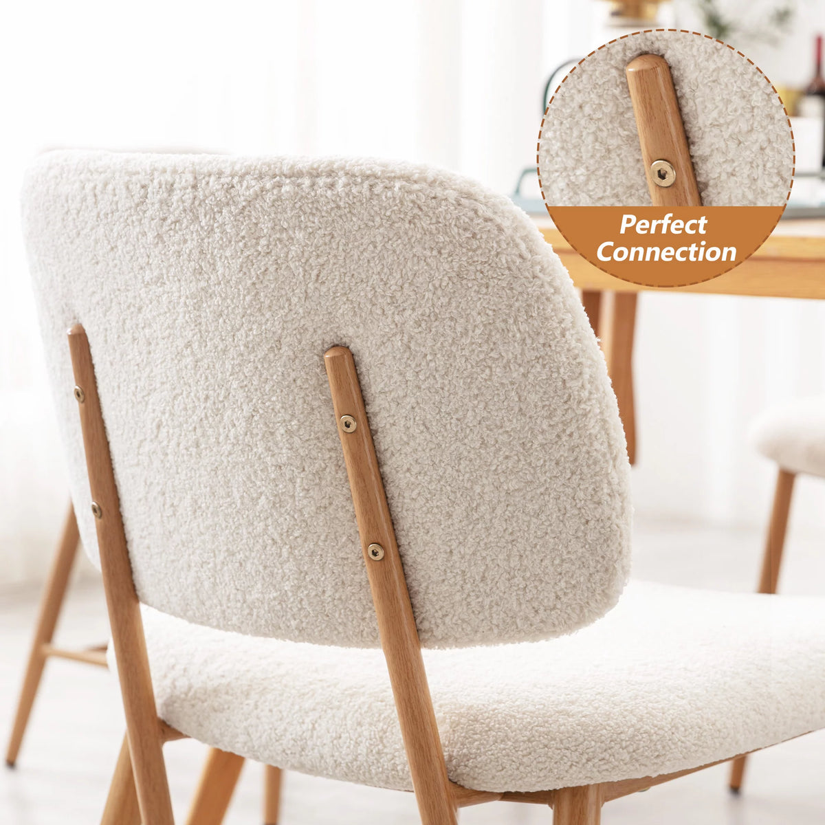 Teddy Upholstered Dining Chairs Set of 2 with Metal Legs C296