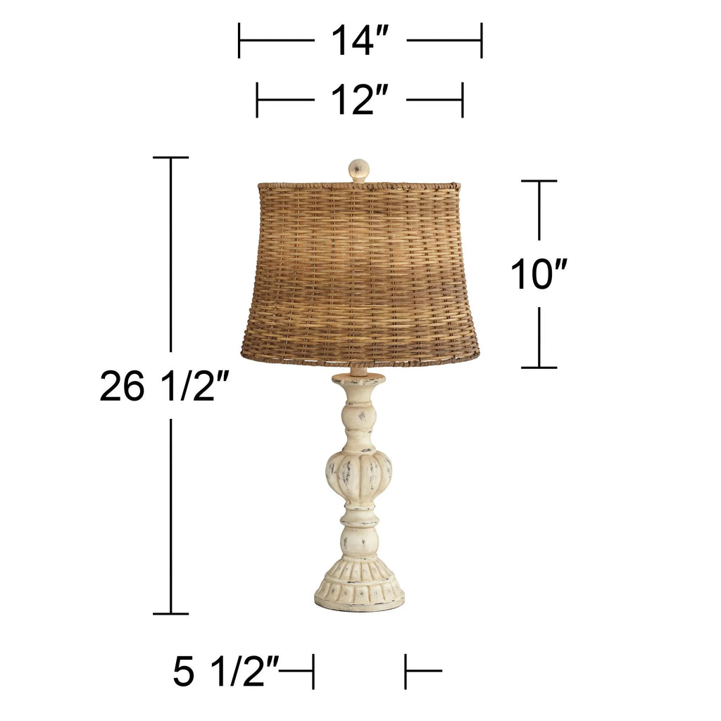 Antique White Rattan Table Lamps Set of 2 G8975