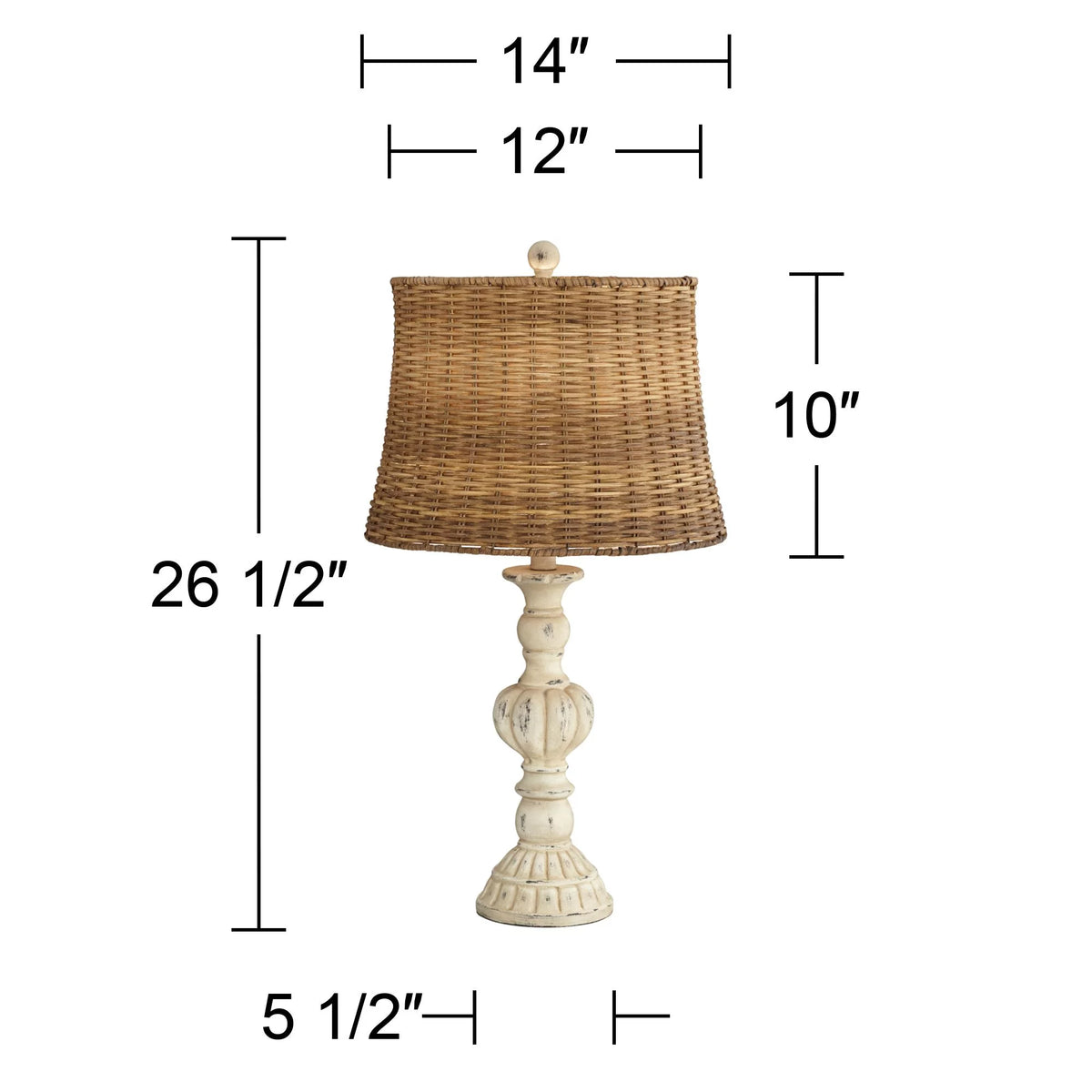 Antique White Rattan Table Lamps Set of 2 G8975