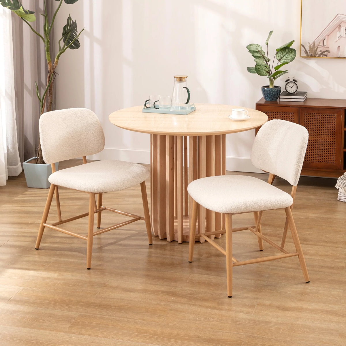 Teddy Upholstered Dining Chairs Set of 2 with Metal Legs C296