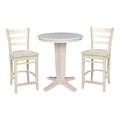 Unfinished Solid Wood Counter Height Dining Table with 2 Stools M84077