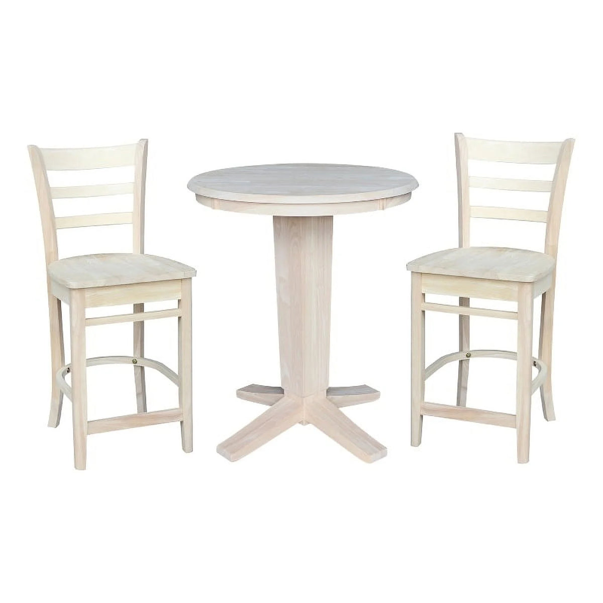 Unfinished Solid Wood Counter Height Dining Table with 2 Stools M84077