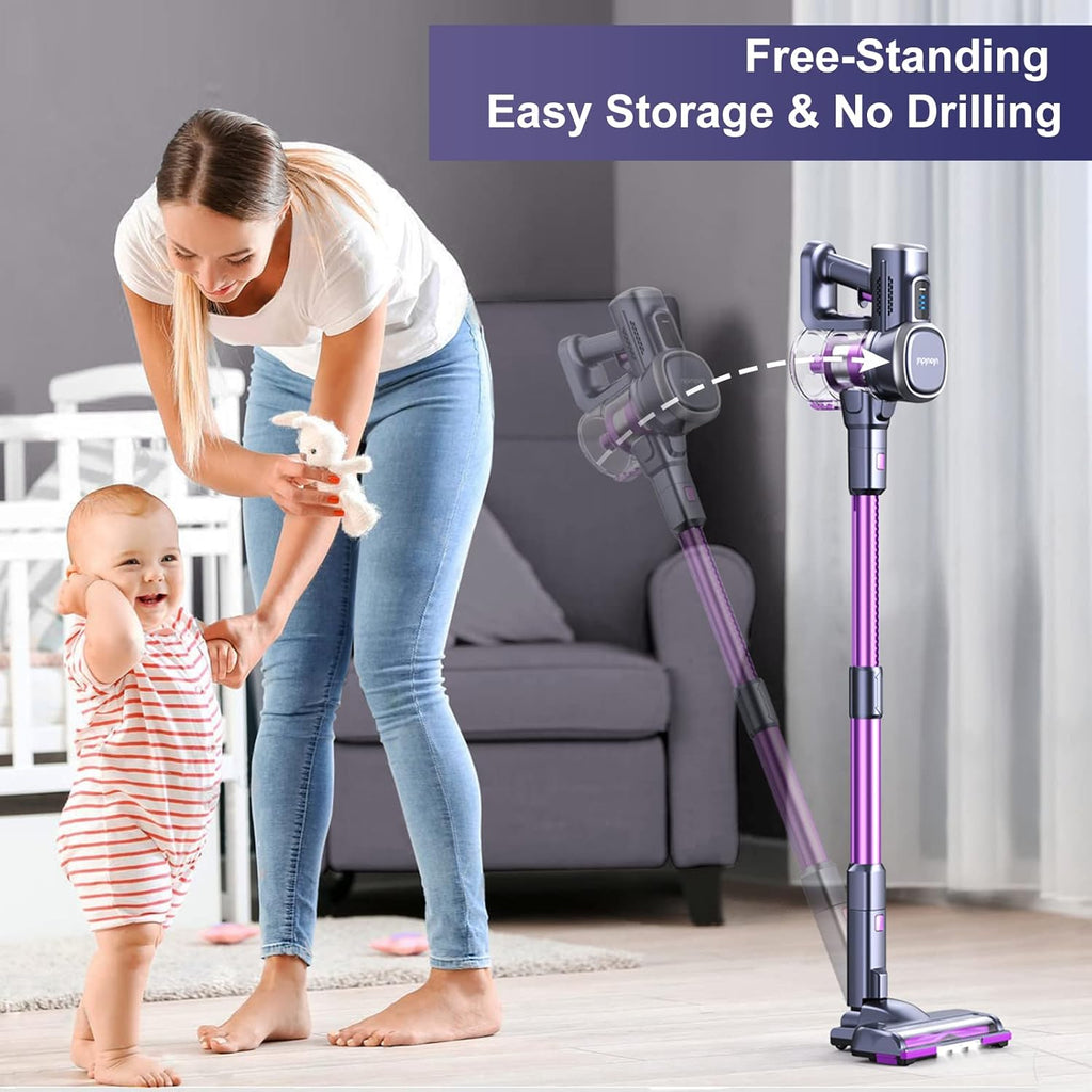 Cordless Stick Vacuum with 25Kpa Suction, 50min Runtime, Detachable Battery M453