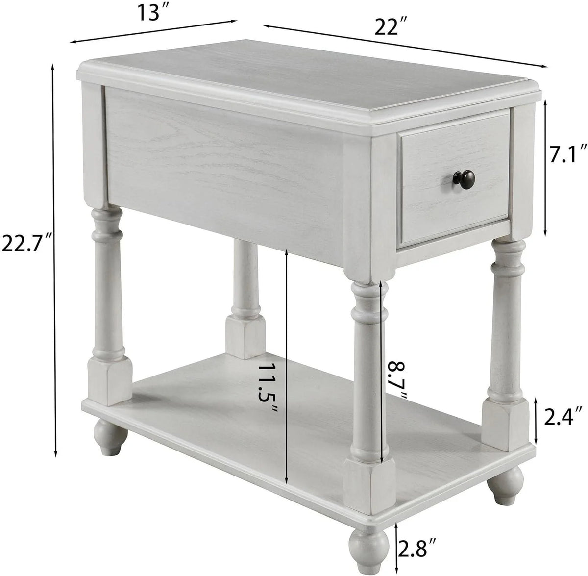 Narrow 2 Tier Solid Wood End Table with Drawer F470185