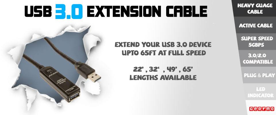 USB 3.0 Extension Cable 65ft. A-Male to A-Female with Power Amplifer AC Adapter E963