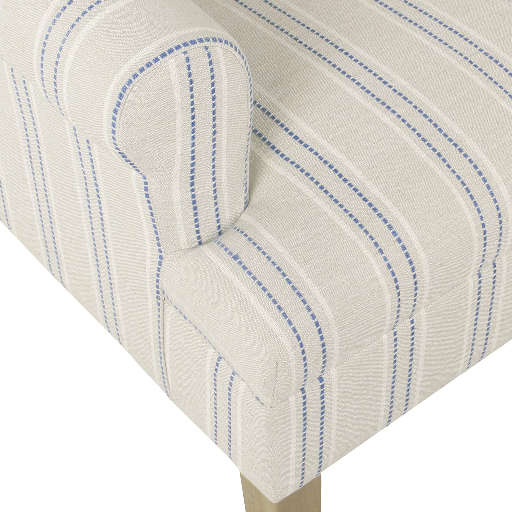 Blue and Off-White Striped Wingback Accent Chair N2541